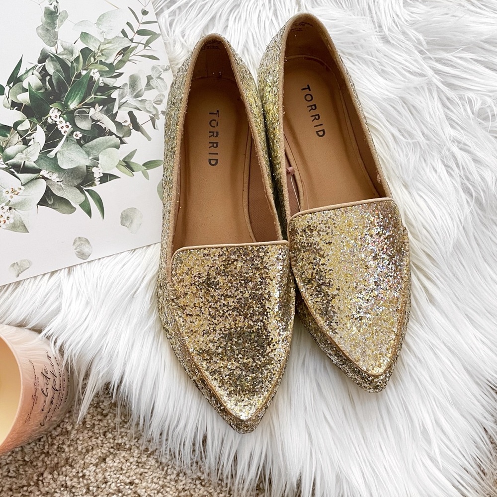 Torrid Glittered Loafers Flats Shoes 7 8 wide - Picture 12 of 12